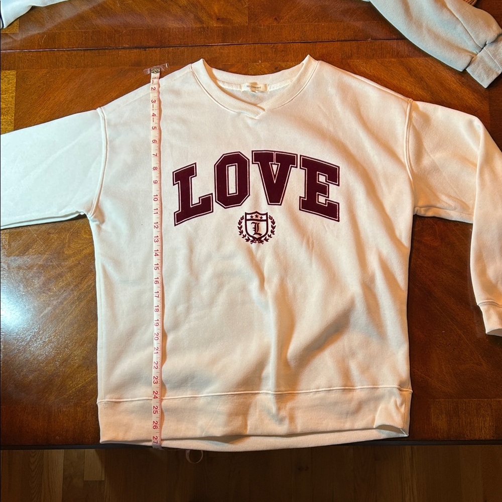 Cream Sweatshirt with Maroon 'LOVE' Print